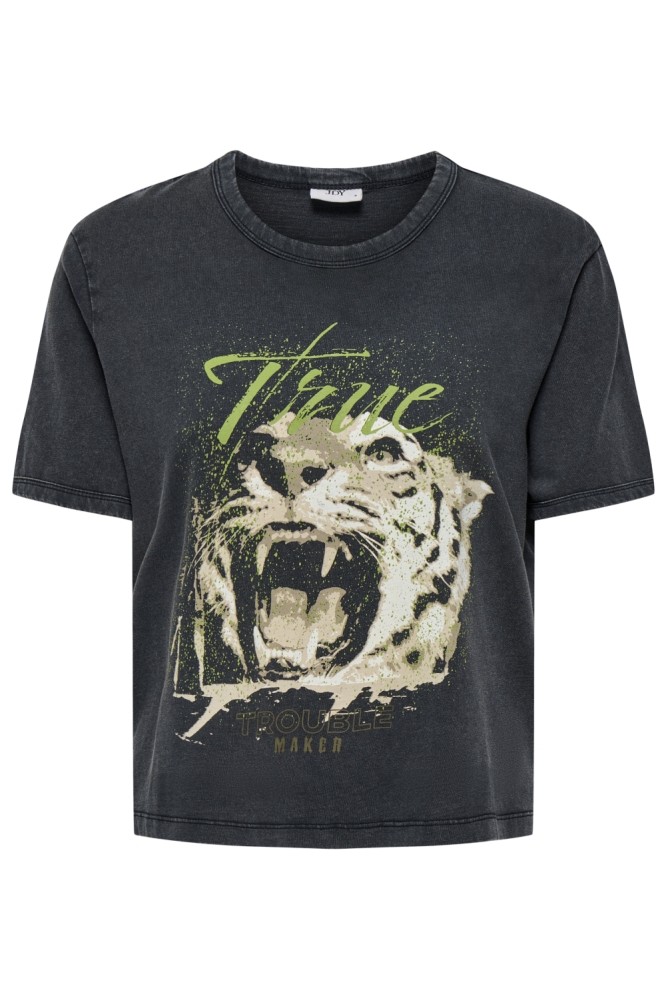 JDYFAROCK ELINA S/S PRINT TOP JRS 15295583 BLACK/TRUE